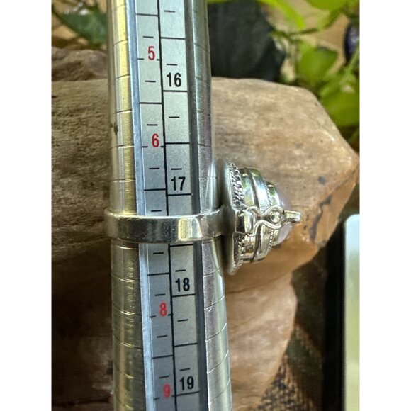 Vintage Silver & Rose Quartz Locket Ring Size 7 - Picture 4 of 7